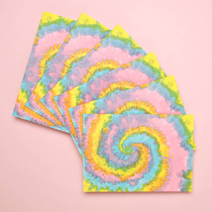 Shorthand Press - Wholesale Briefpapier/indexkaartenset - Kaartjesset met Tie Dye-patroon en letterpress3