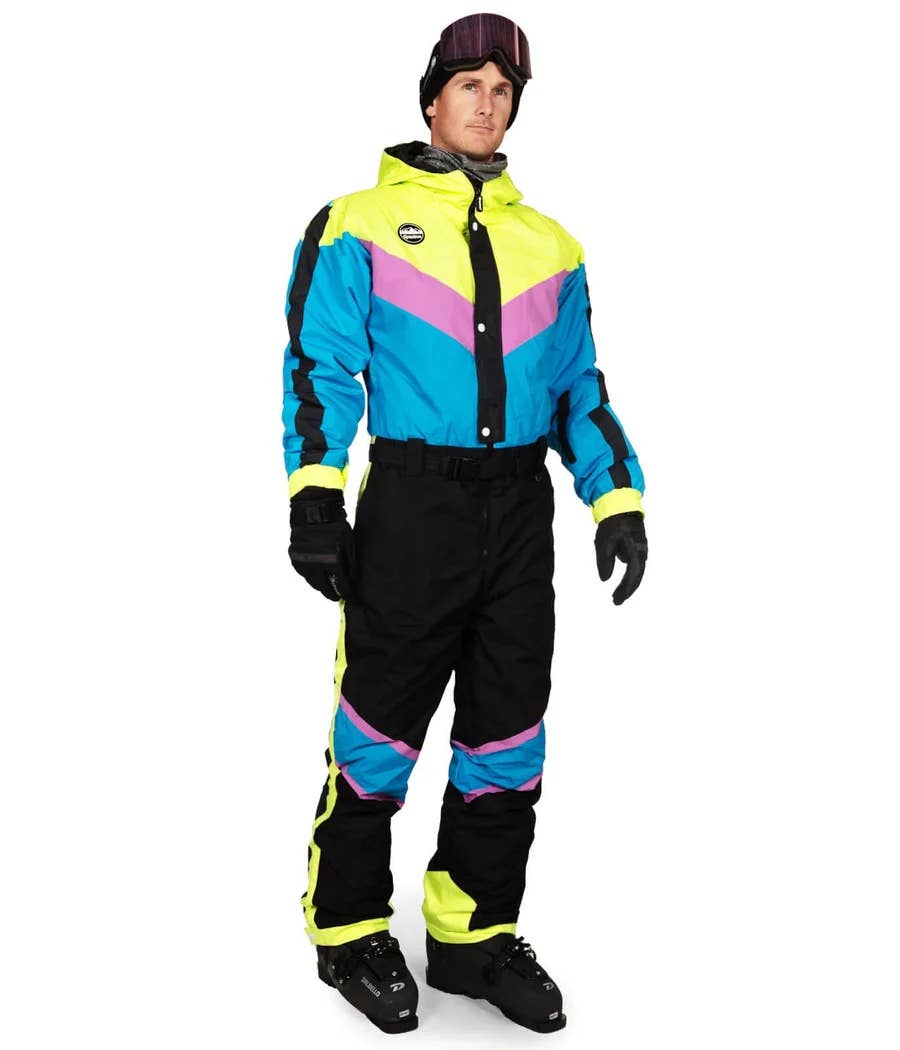 Tipsy Elves – Fato de esqui – Homem por atacado – Fato de Neve Icy Blunder - Fato de Esqui Colorblock Neon para Homem