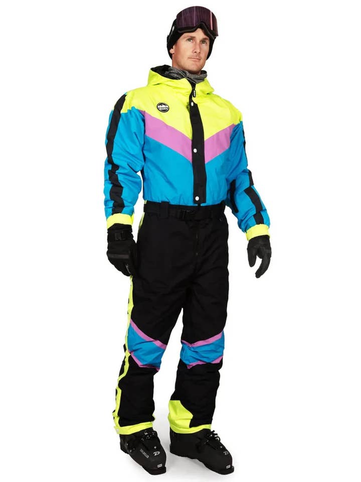 Tipsy Elves – wholesale Ski suit – Men’s – Men's Icy Blunder Snow Suit - Neon Colorblock Ski Suit