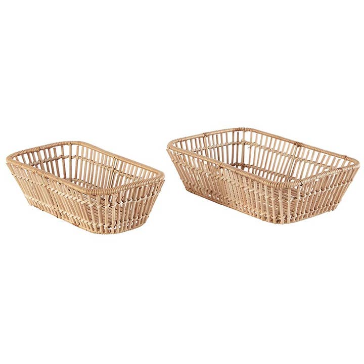 47th & Main (Creative Brands) - Wholesale Decorative Tray - Chestnut Rattan Trays - Set of 2