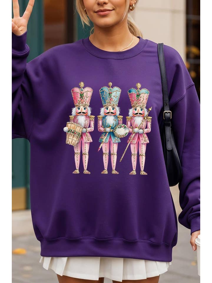 COLORBEAR - Venta al por mayor Camiseta estampada - Mujer - Sudadera gráfica rosa de Cascanueces de Navidad6