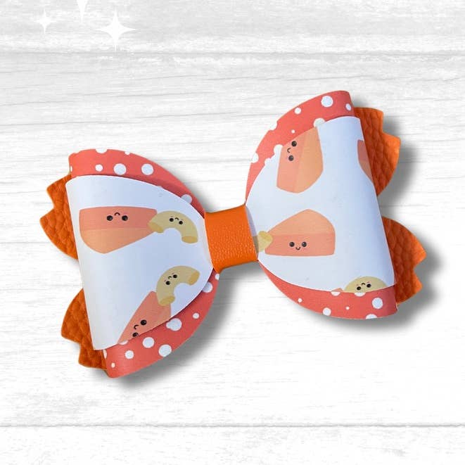 Nœud à cheveux Mac and Cheese, nœud à cheveux fait main pour la vente par Flying Saucers