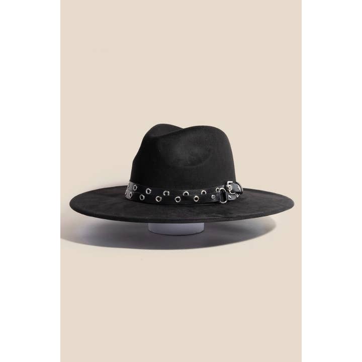 Anarchy Street - Wholesale Fedora - Women's - Double Grommet Strap Suede Fedora Hat6
