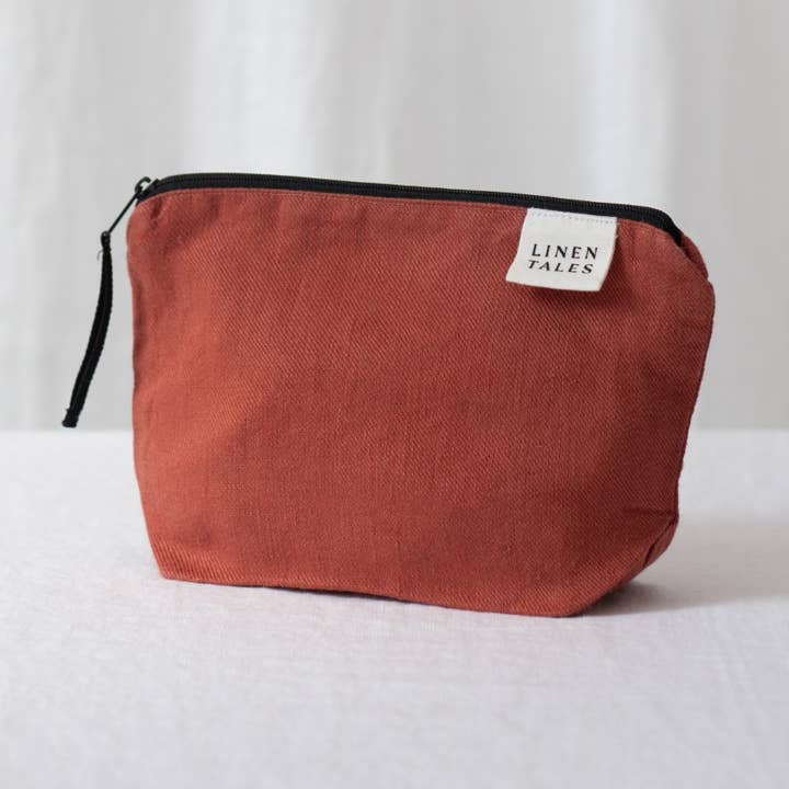 LIMITED EDITION Ashberry Twill Linen Makeup Pouch for wholesale by Linen Tales (We cover U.S. import duties)