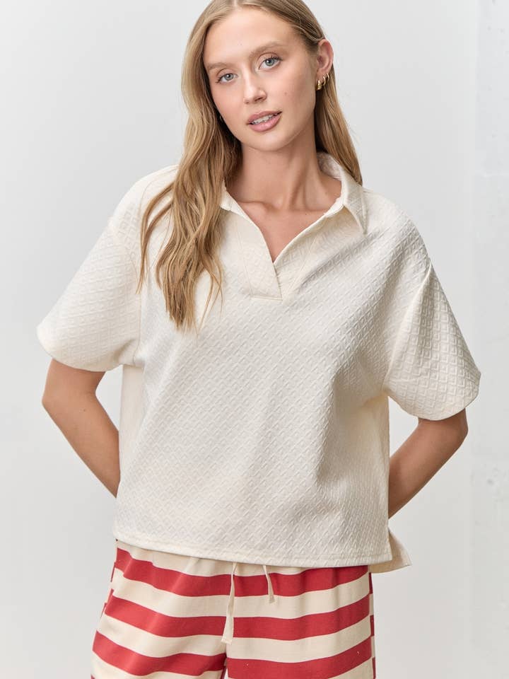 Textured Relaxed Fit Short Sleeve Polo for wholesale by Polagram by Wellmade USA