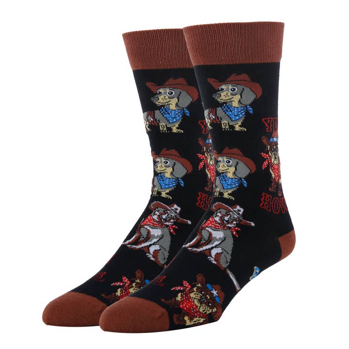 Yee Howl | Men's Western Crew Sock for Dog Lover for wholesale by Oooh Yeah/Sock It Up/Oooh Geez Slippers