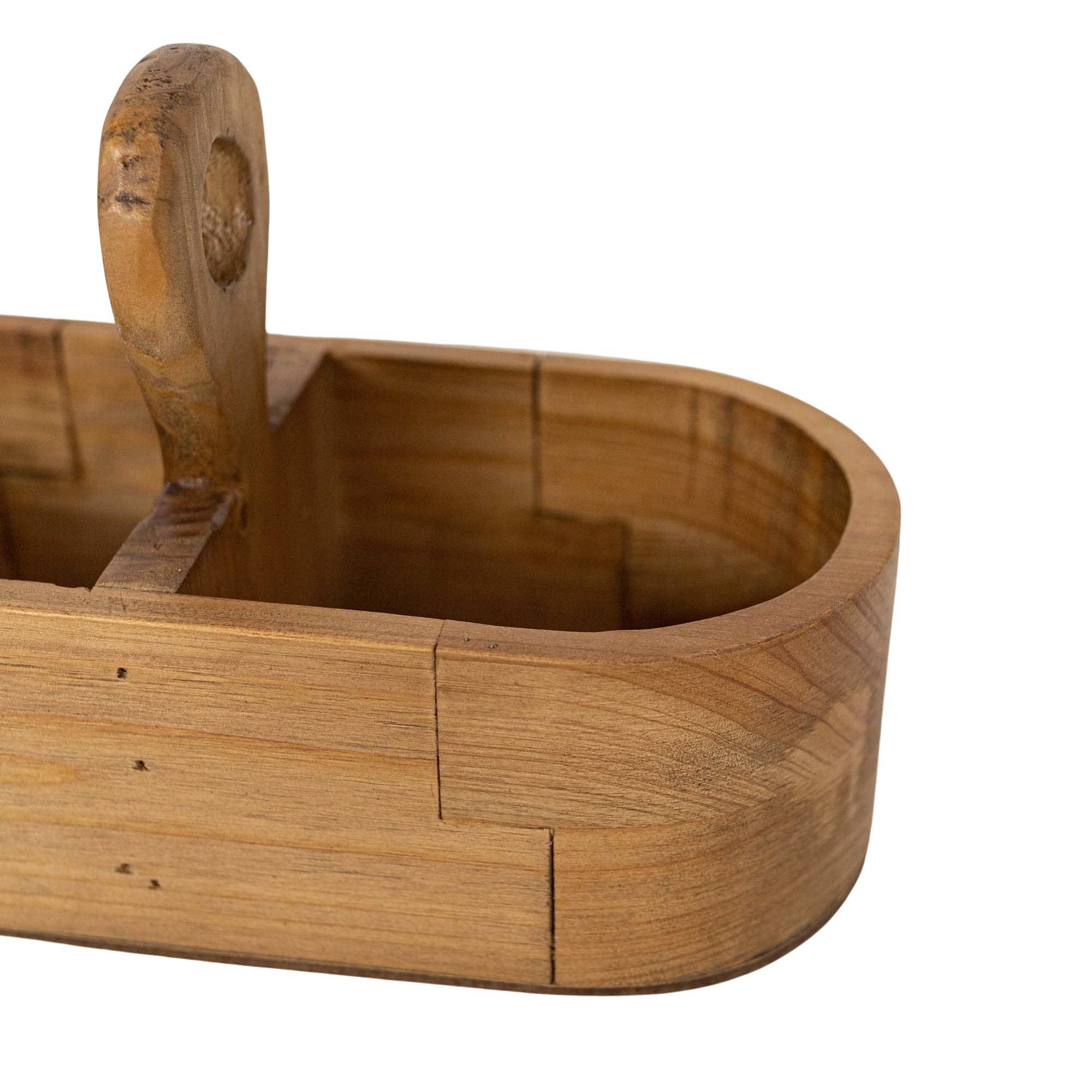 Foreside Home & Garden - Wholesale Bath Caddy - Yuma Slotted Oval Caddy Natural Wood1