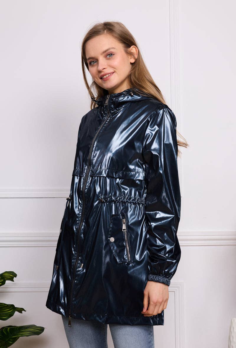 SOFTY - Wholesale Raincoat - Women's - Iridescent effect drawstring waterproof jacket S56039