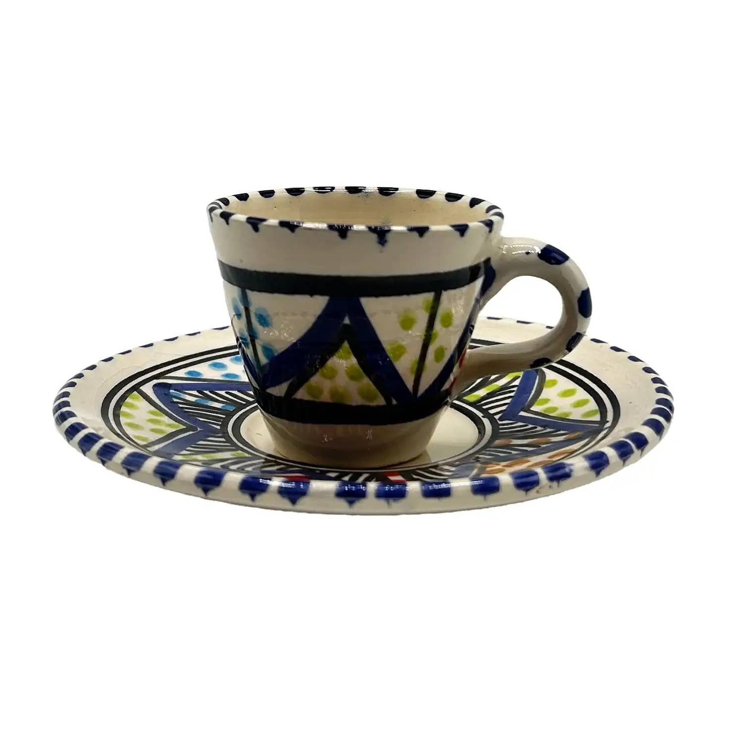 Etnico del Mondo - Wholesale Coffee/Tea Cup - Pair of Handmade Tunisian Ceramic Coffee Cups #13