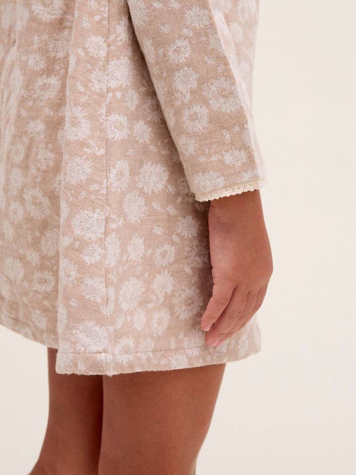 Natural Girl's dress in beige with floral print for wholesale on Faire2