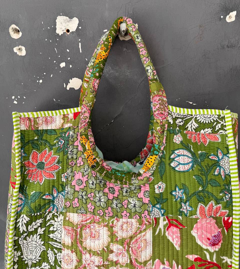 bhavnas boutique - Wholesale Tote Bag - Women's - Block Printed Bag Patchwork Shopping Bag Quilted Cotton Bags1