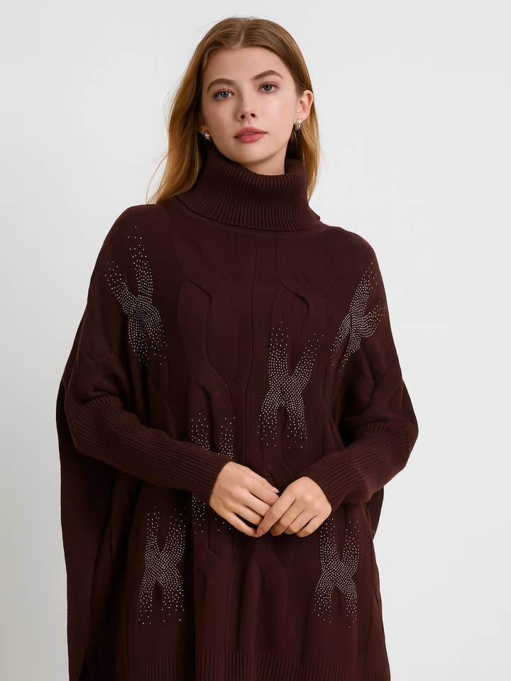MAGLIONE A TRECCE TAGLIA FORTE CON COLLO ALTO E BELLISSIMO SIL per la vendita all'ingrosso da parte di Lucy Sparks