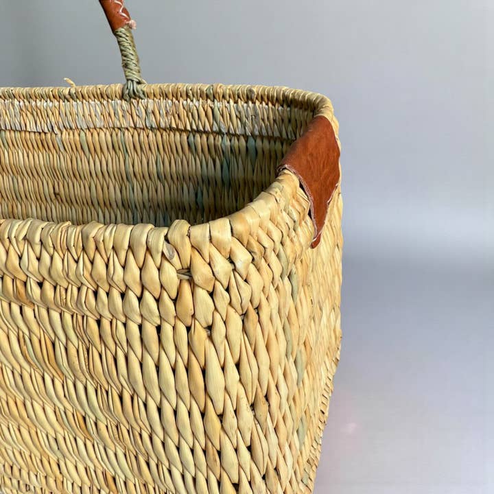 Melecraft - Vente Paniers - Ensemble de paniers en roseau naturel - Avec cuir marocain fait main2