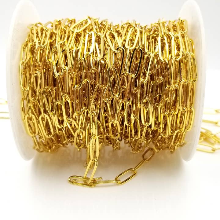 Beads Creation - Wholesale Craft Supplies - Gold Filled Paperclip Chain by Foot, Oval Link Chain CH108
