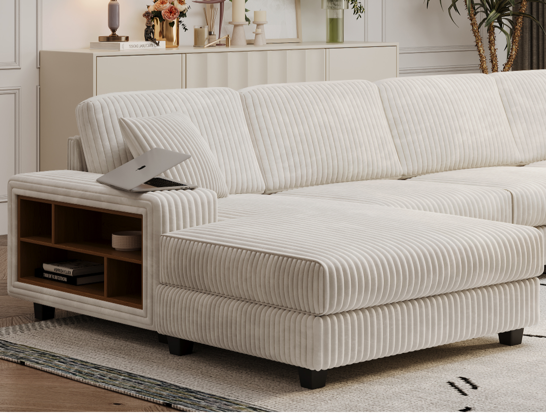 HOMYCASA DESIGN INC - Wholesale Sofa - 4-Seater U-Shaped Modular Sectional  Sofa & Corduroy Fabric27