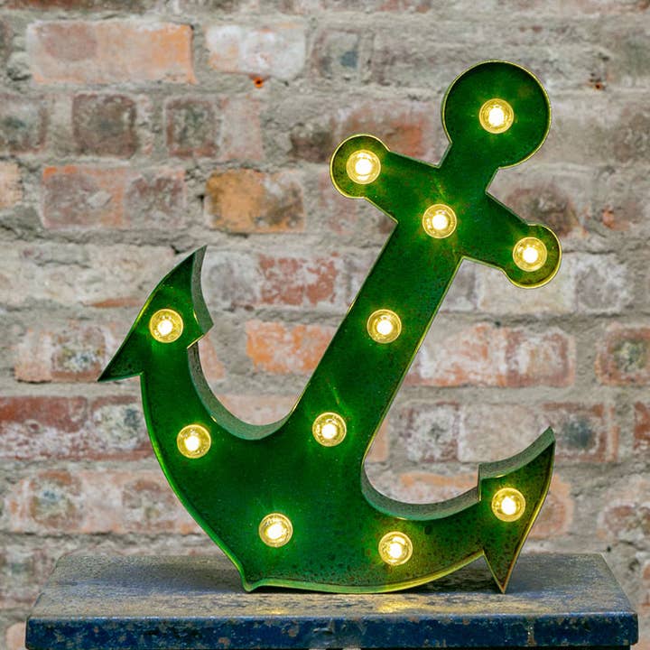 Large Metal Anchor LED Light - Green Rust for wholesale by Rup & Forn