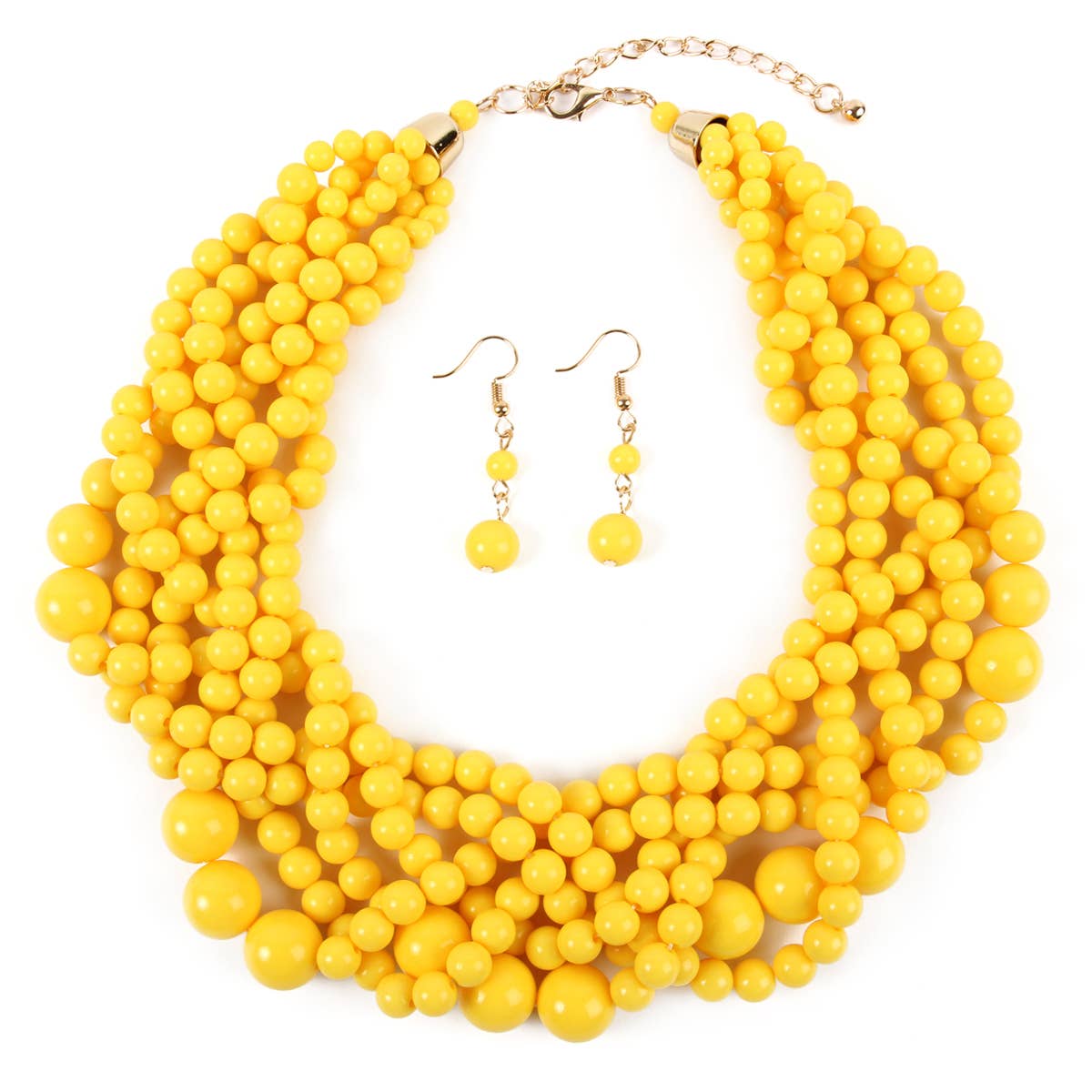 MYS Wholesale Inc - Vente Parures de bijoux - Ensemble collier ras-du-cou et boucles d'oreilles à bulles à plusieurs brins pour femmes10