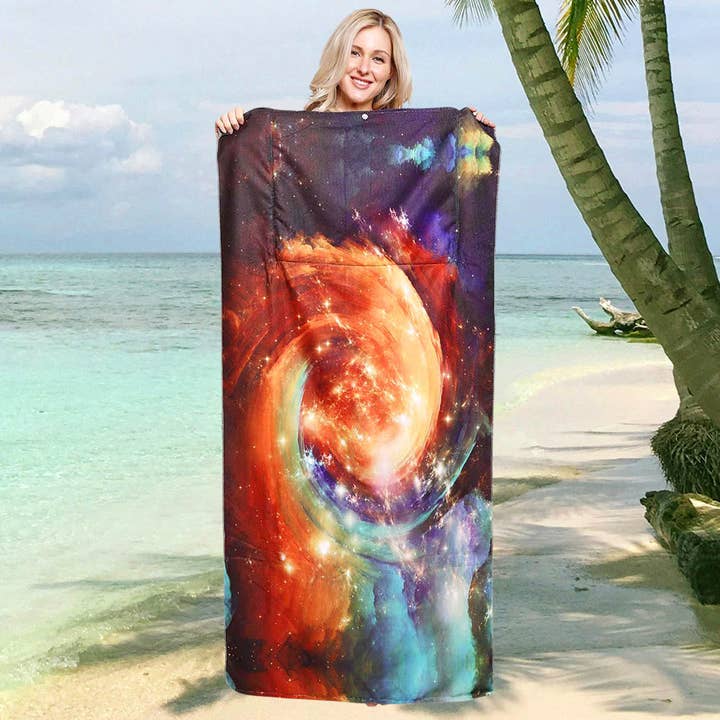 Toalha e Tote Saco de Praia Galaxy Print por atacado de Sensibling Corp.