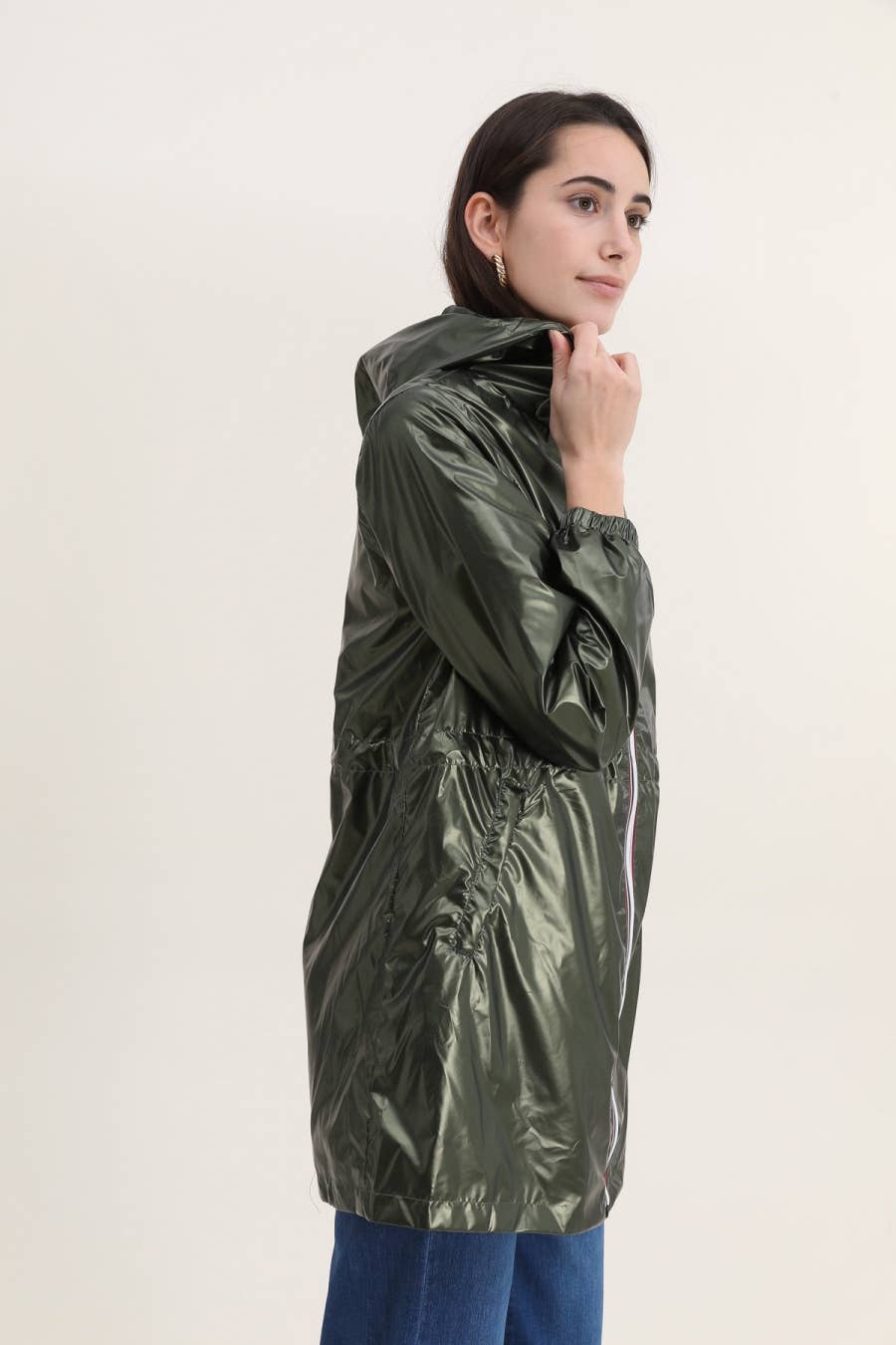 Attrait Paris - Vendita all'ingrosso Giacca antivento - Donna - Impermeabile lungo metallico con zip colorata e richiudibile32