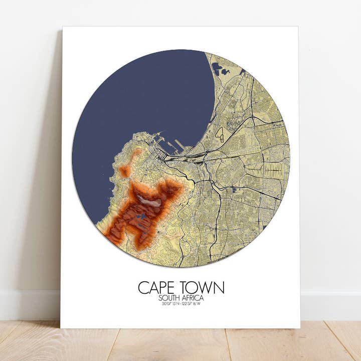 Poster of Cape Town | Elevation map for wholesale by mapospheres