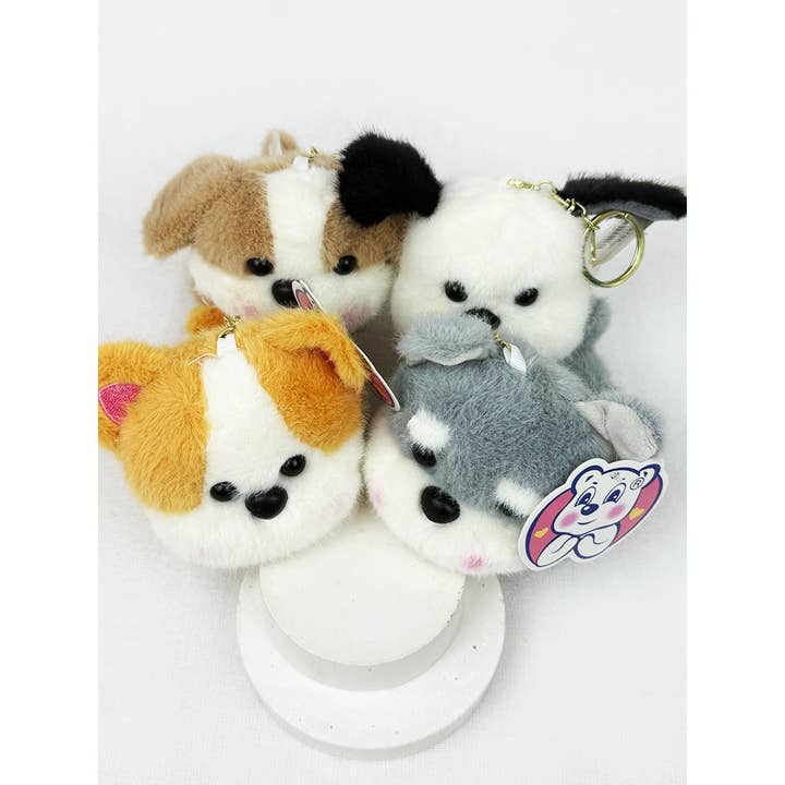 MIX COLOR Pearl Decor Dog Plush Dolls with Key Ring for wholesale on Faire