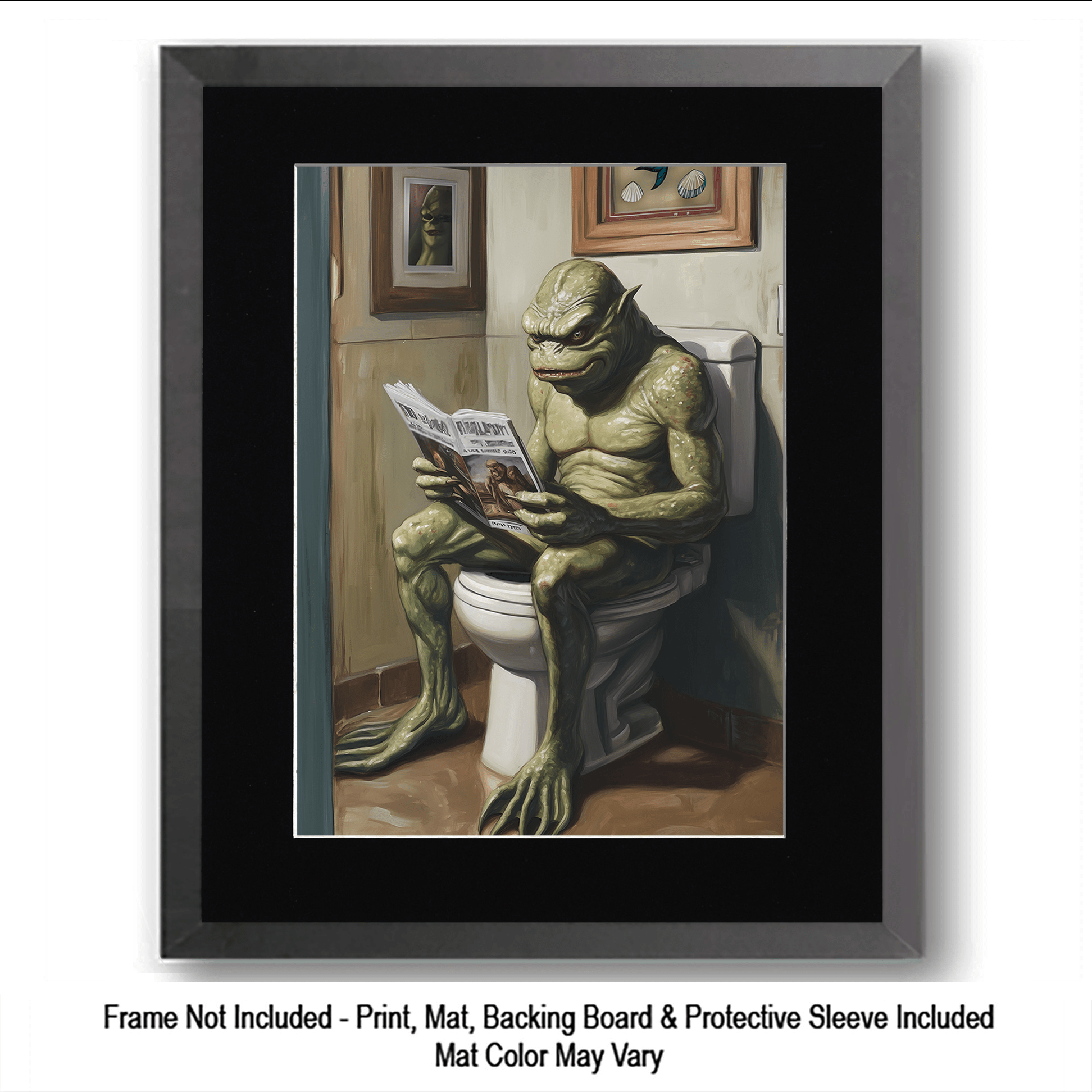 Mowbi – wholesale Art print – Wendigo at the Barber Shop - Monsters in Everyday Life Art Prints – 8″x10″ Artwork for 11″x14″ Frame8