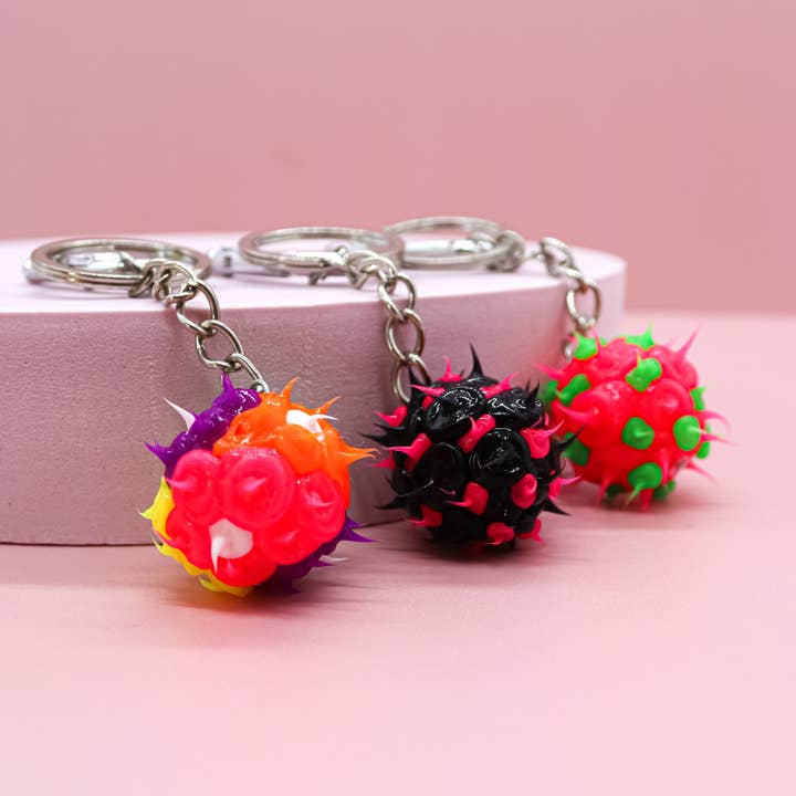 Natalia - Wholesale Keychain - Kids - Assorted Spiky Y2K Sensory Fidget Ball Keychains- SET 12