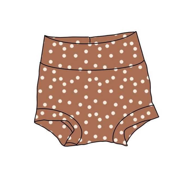 Bummies à pois, Short à pois marron pour la vente par Remi Rae’s LLC