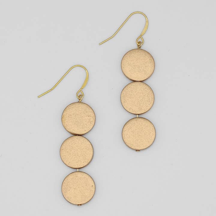 Gold Triple Bead Kira Earring for wholesale by Sylca Designs