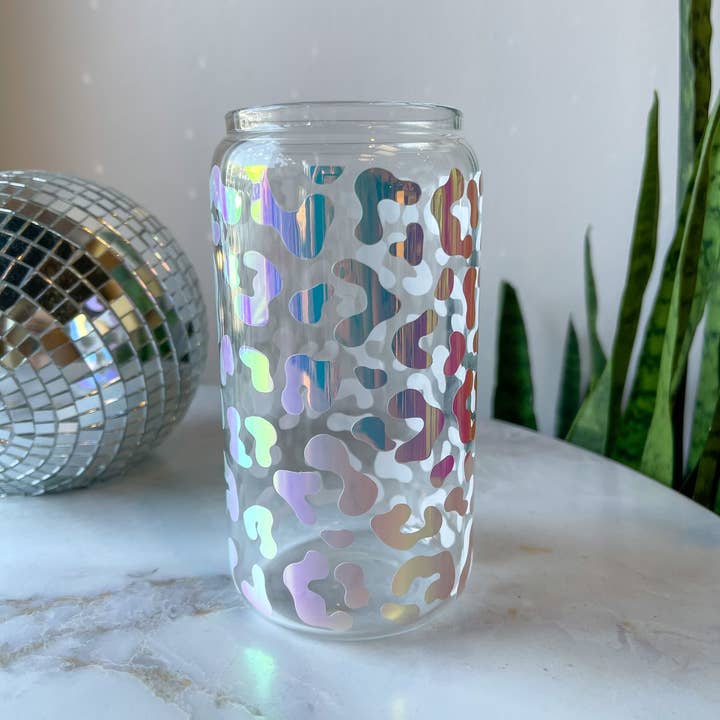 Cheetah Print Libbey Glass - Holographic for wholesale by Honey Designs