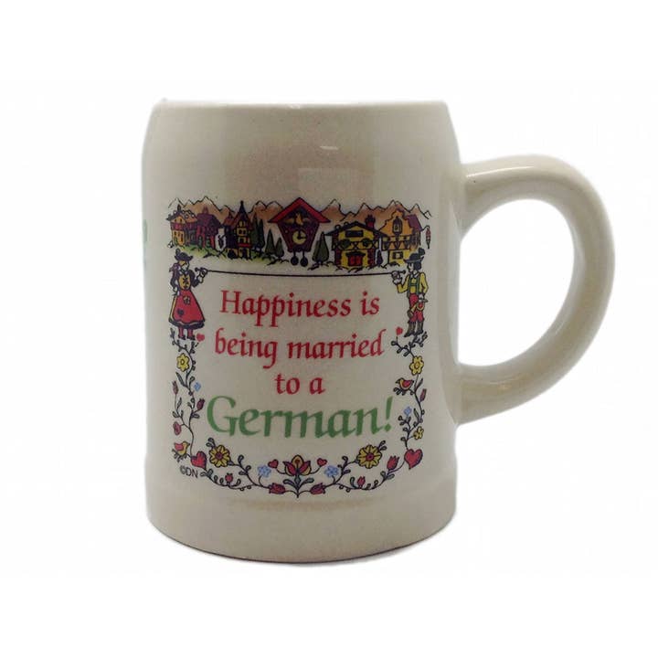 Tasse à café allemande : « Happiness Married to German » pour la vente par European Heritage Gifts