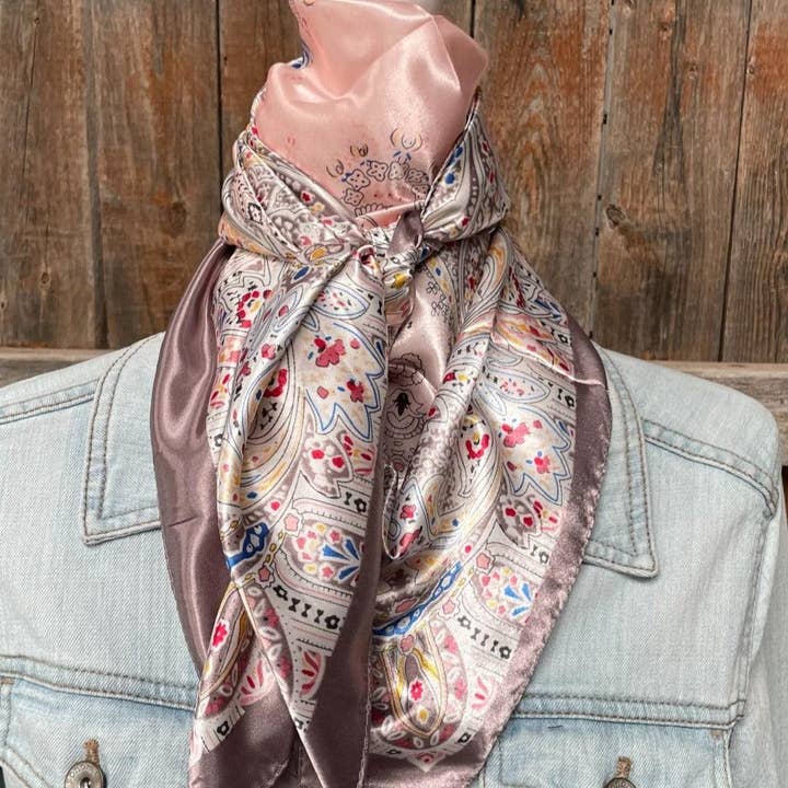 Rodeo Drive - Wholesale Scarf - Unisex - 35X35" Pink Floral Wild Rag/Scarf WR3422