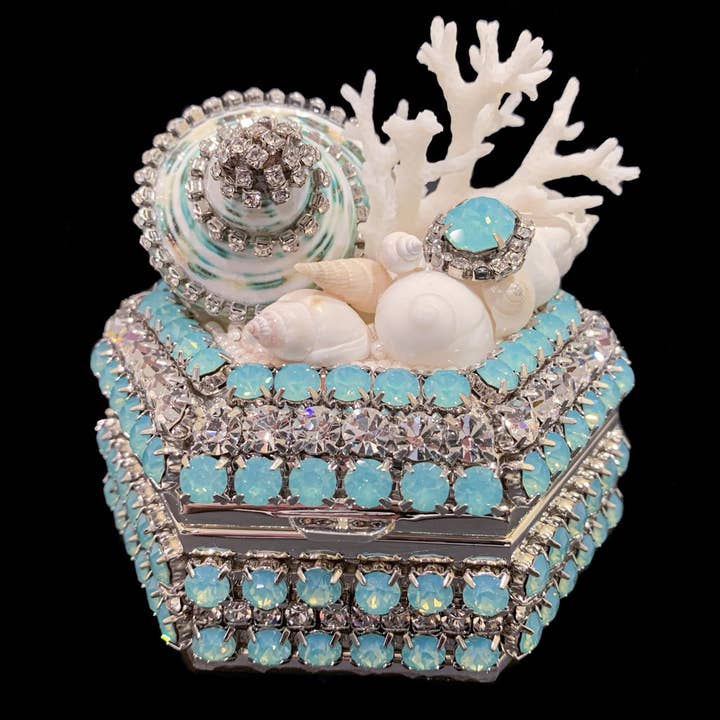 Pacific Opal Shell Hexagon Box for wholesale by Isabella Adams Designs