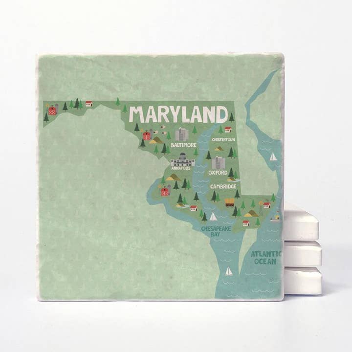 Versatile Coasters - Vente Sous-verre - Sous-verres Illustration de l'État du Maryland0