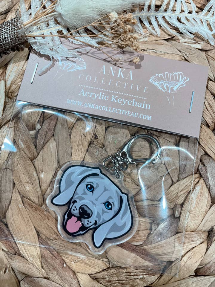 Weimaraner Dog Keychain for wholesale by Pooch Lab Co