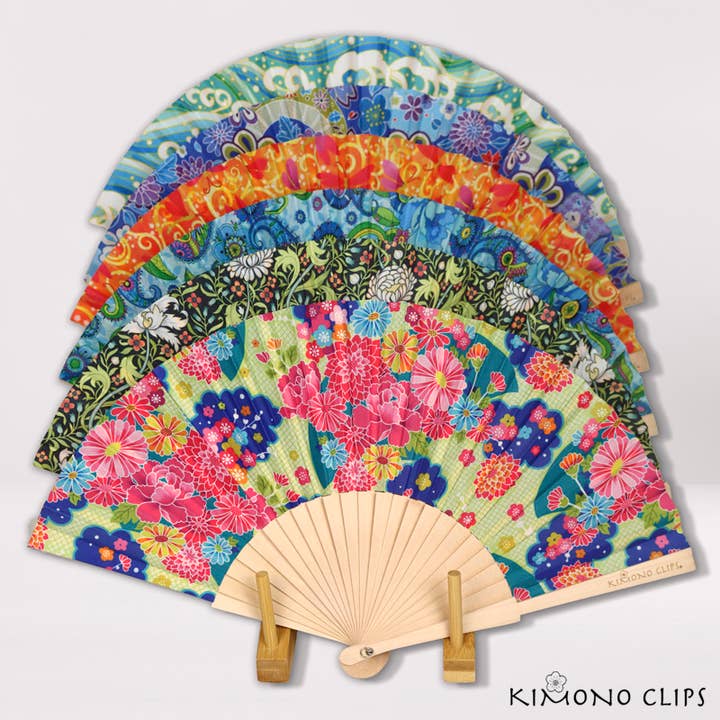 Hand Fan ass´t 24 pack with Display for wholesale by Kimono Clips