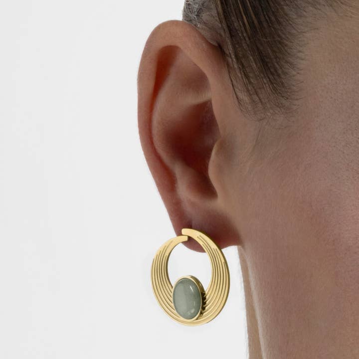 Luxenter - Vendita all'ingrosso Orecchini pendenti - Orecchini con Amazonite finitura oro 18k - Halays4