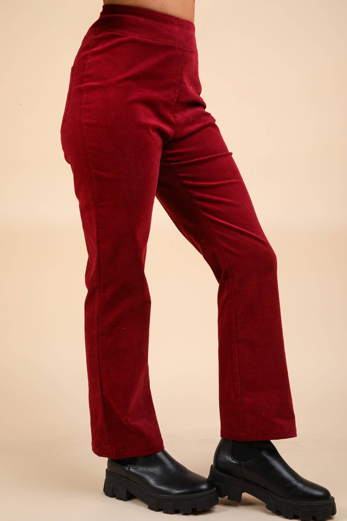 VERY J - Vente Pantalon – femme - NP70562-Pantalon en velours à coupe botte avec poches arrière19