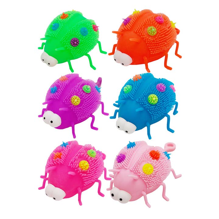 Cap Zone - Wholesale Squishy Toy - Kids & Baby - Goofy Ladybug Spiky Puffer LED Light-Up Squishy