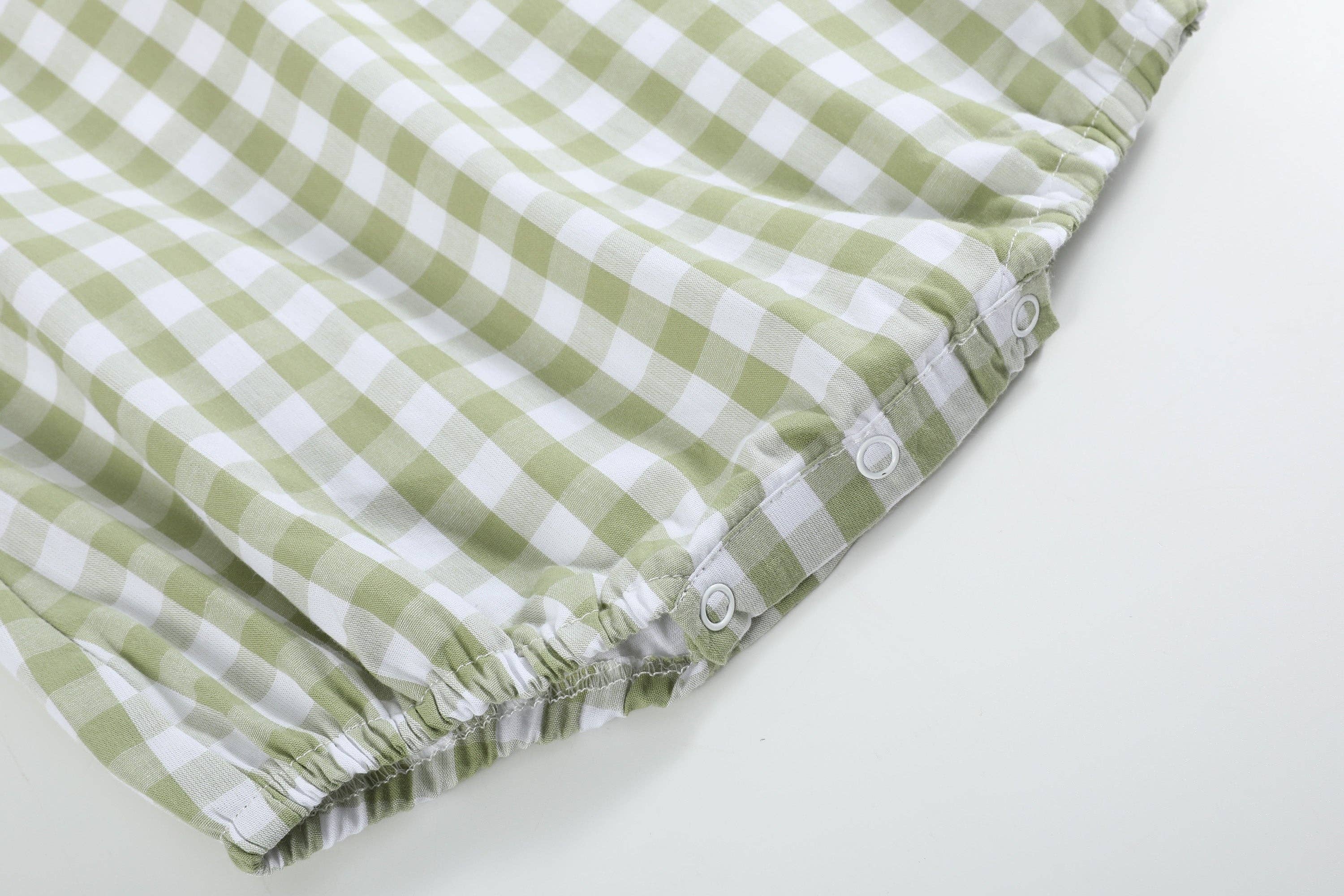 Lil Cactus - Vente Body (sans pieds) – bébé - Barboteuse à carreaux vichy vert sauge classique3