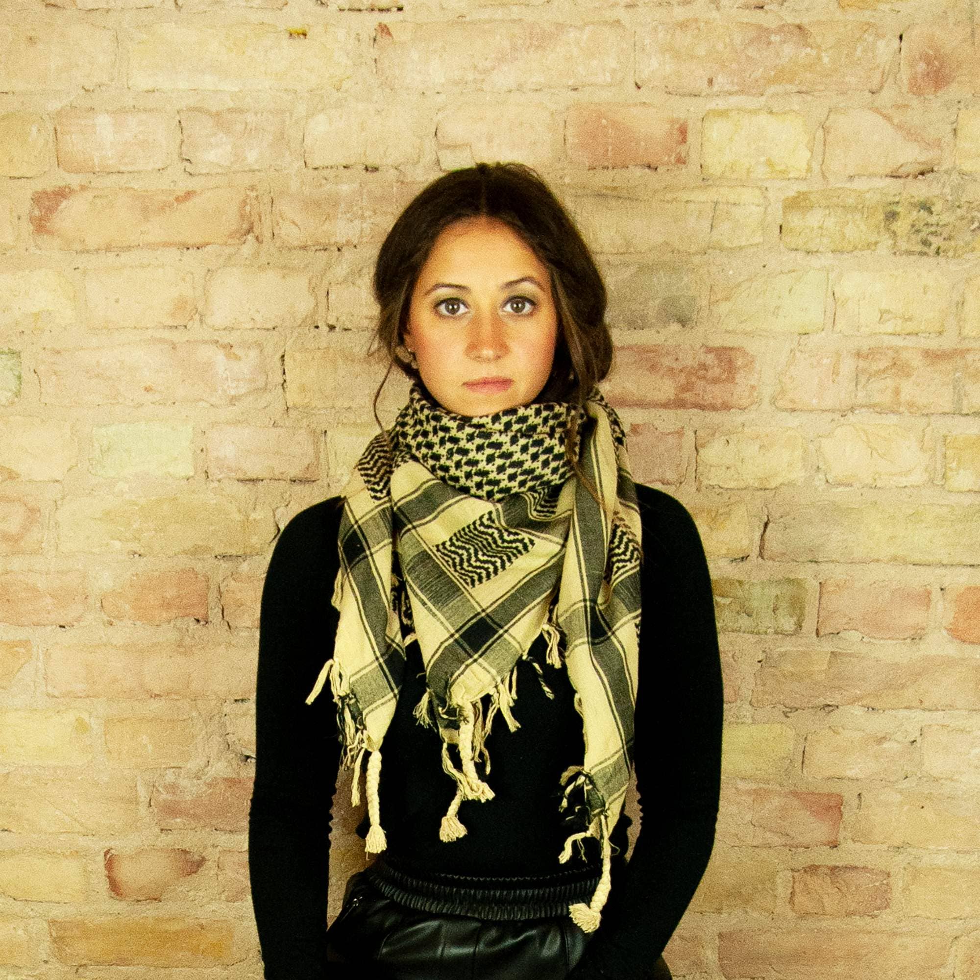 Tribal Trade GmbH – wholesale Halsduk - Unisex – Palituch - Beige - Svart - Kufiya PLO handduk5