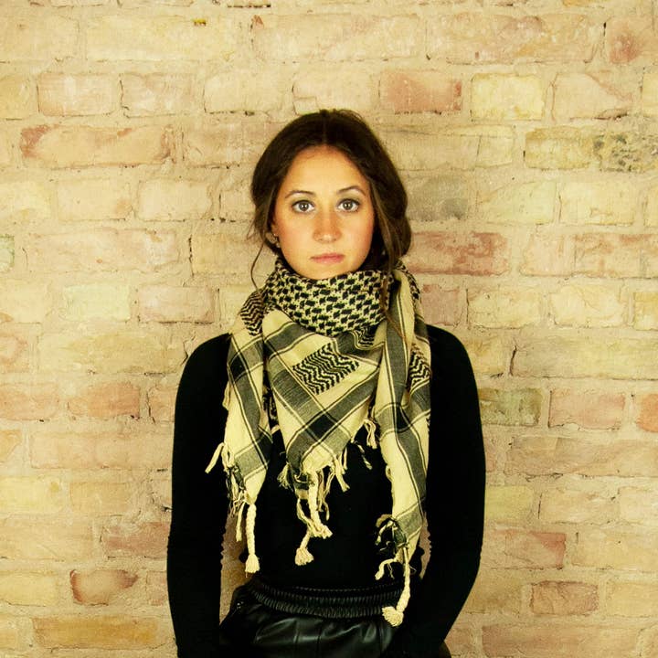 Tribal Trade GmbH – Engroshandel Tørklæde - Unisex – Palituch - Beige - Sort - Kufiya PLO håndklæde5