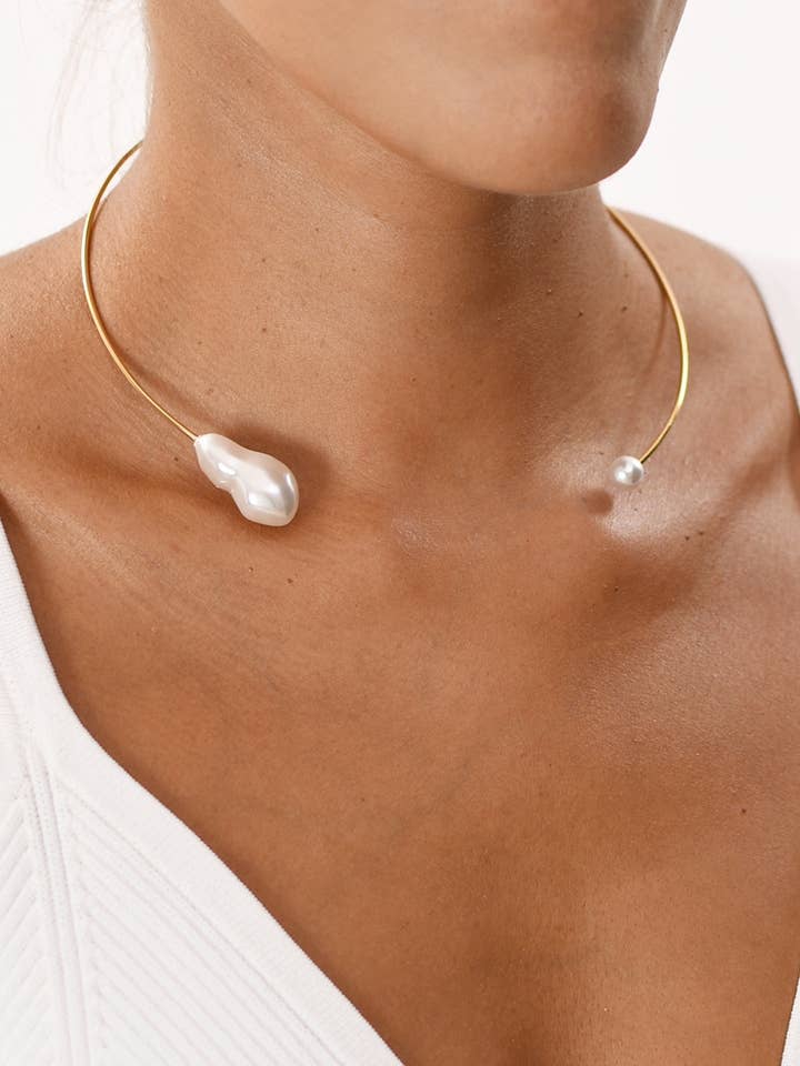 Stainless Steel Choker Pearls for wholesale by Victoria Moda