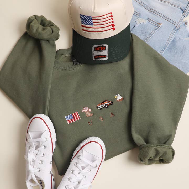 USA ICONS Embroidered Heavyweight Sweatshirt for wholesale by Fashion City