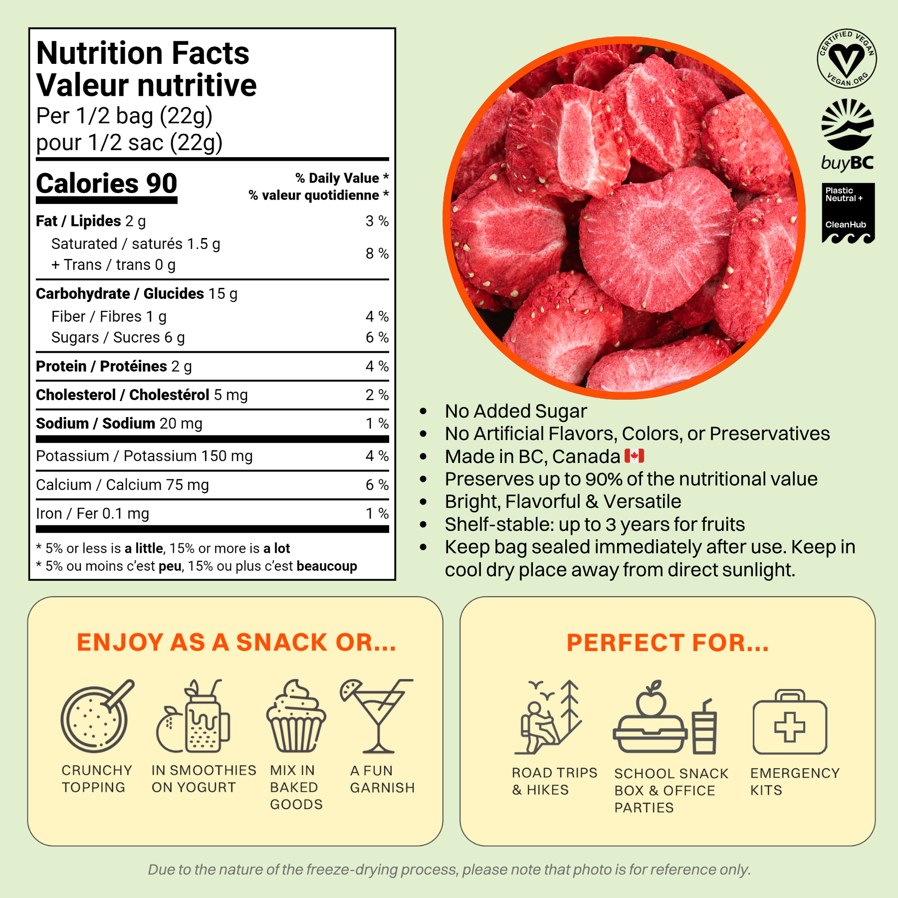 OHME! Foods - Wholesale Dried/Dehydrated Fruit - Freeze-Dried Strawberries (Sliced)2