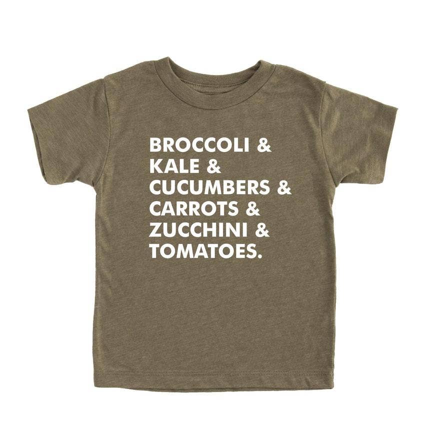Nature Supply Co - Wholesale Screen Printed T-Shirt - Kids - Veggie List T shirt | Kids Graphic Tee | Kids Clothes0