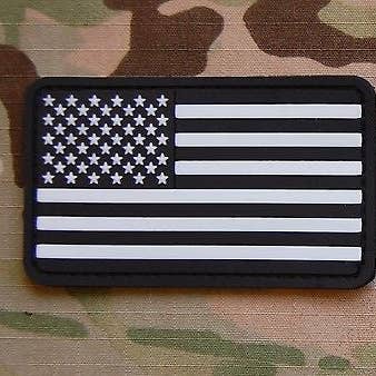 US Flag PVC Morale Patch - Black & White for wholesale by BritKitUSA