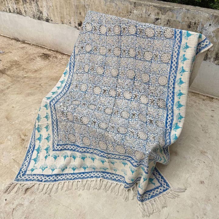 GYPSY STUDIO - Wholesale Throw Blanket - Indian Block Print Handloomed Picnic Rugs Cotton Throw Quilt3
