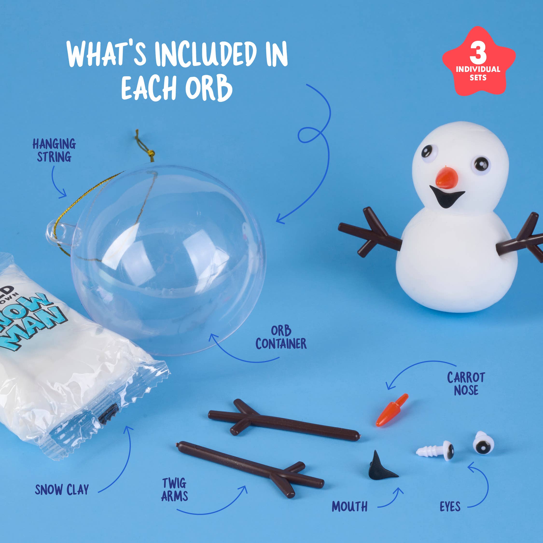 Dan&Darci – Kit de artesanato DIY - Criança por atacado – Kit para Fazer Boneco de Neve para Crianças - Kit de Artesanato para Construir Boneco de Neve2