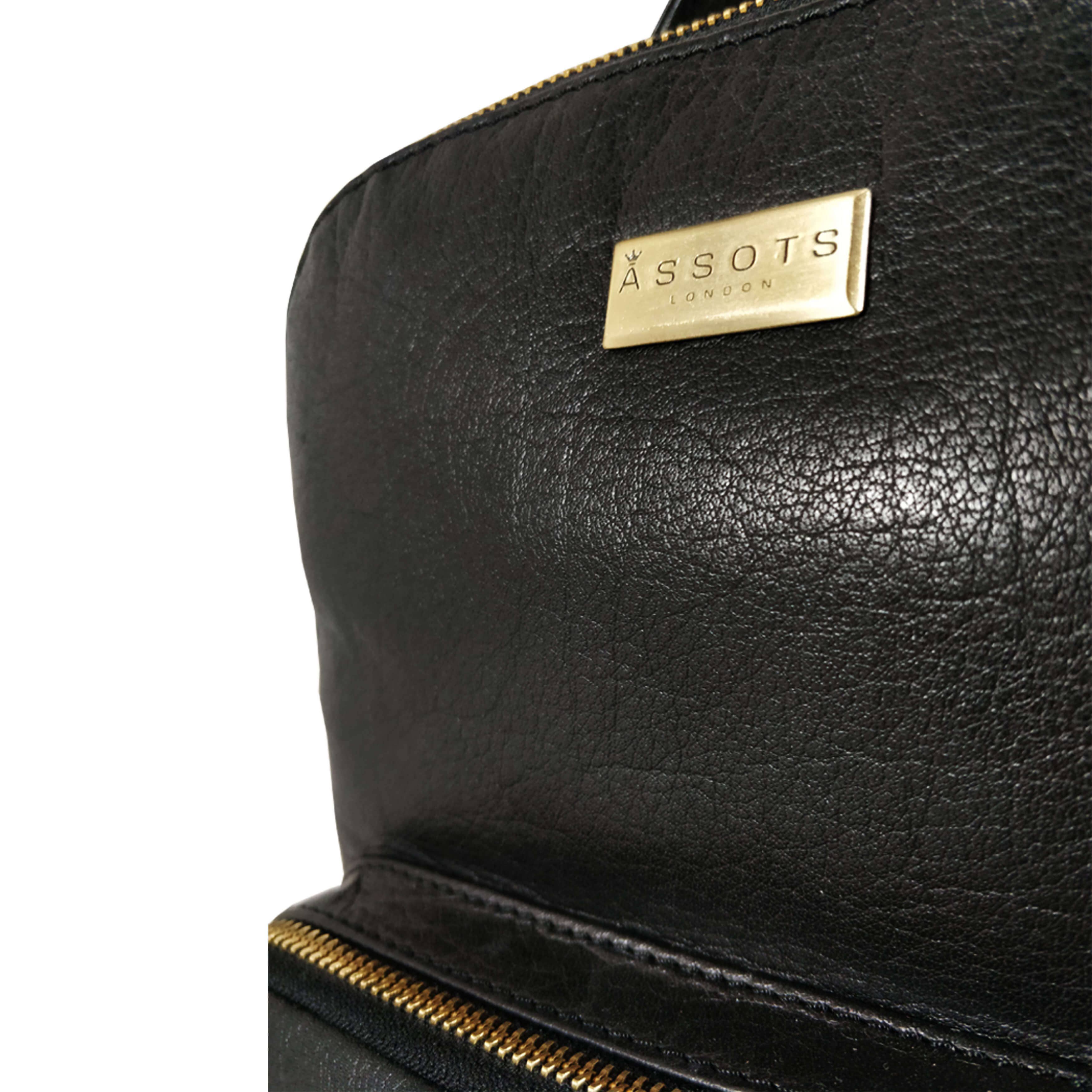 Assots London - Wholesale Backpack - Women's - 'ANGEL' Black Nappa Full Grain Leather Zip-top Backpack2